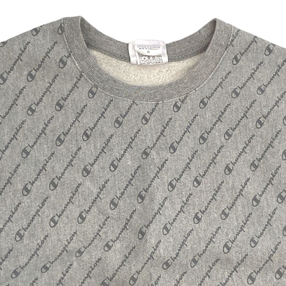 VTG Champion Reverse Weave Sweatshirt XL All Over Spellout Gray Crewneck Street - Picture 4 of 12